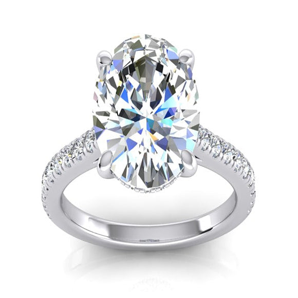 Hidden Halo Oval Diamond Engagement Ring With Accents 5.50 Carats - Halo Ring-harrychadent.ca