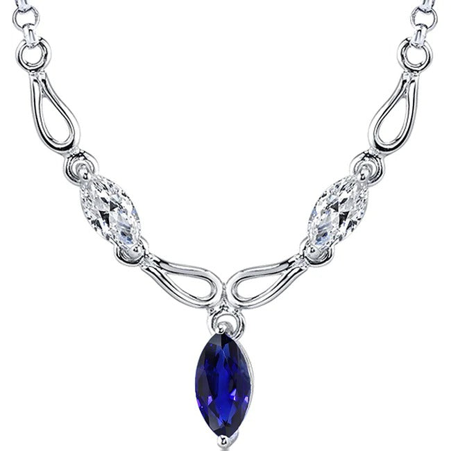 3 Stone Marquise Ceylon Sapphire & Diamond Pendant 3 Carats 14K Gold - Gemstone Pendant-harrychadent.ca