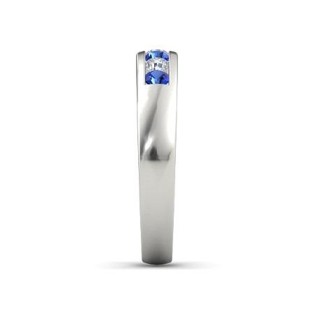 Lab Grown Diamond Round Blue Sapphire Band 2.50 Carats White Gold 14K