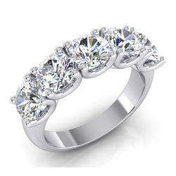 Ladies Round Lab Grown Diamond Half Eternity Band 3 Carats U Prong Set