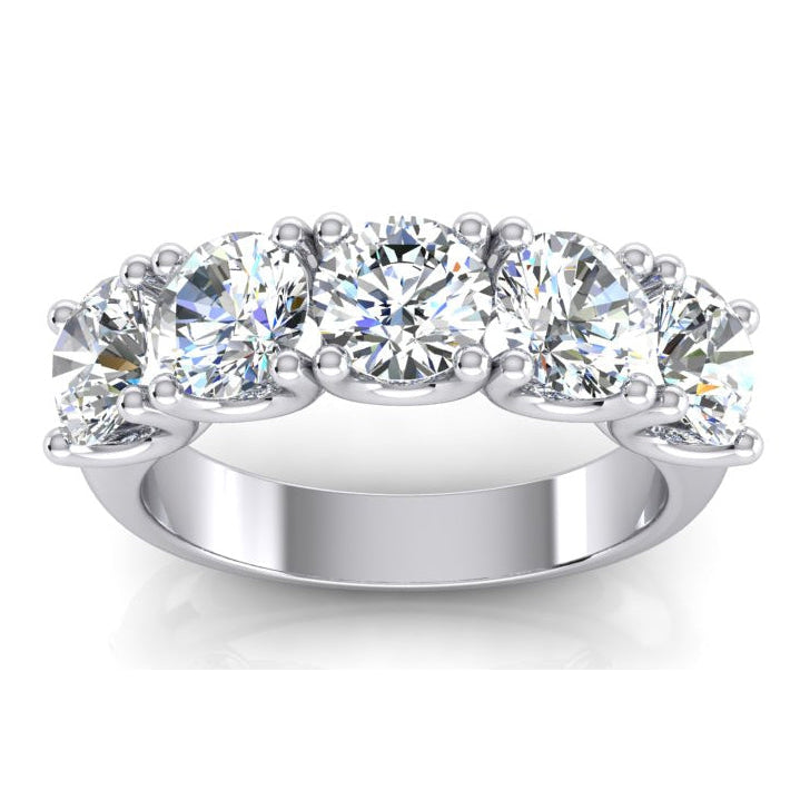Ladies Round Lab Grown Diamond Half Eternity Band 3 Carats U Prong Set
