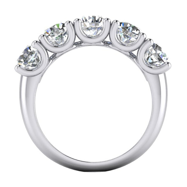Ladies Round Lab Grown Diamond Half Eternity Band 3 Carats U Prong Set