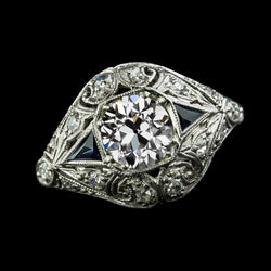 Like Edwardian Jewelry Antique Cut Diamond Ring Trillion Sapphire