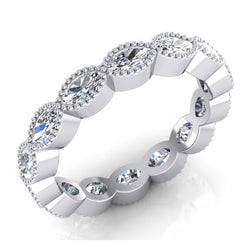 1.50 Carats Eternity Wedding Band Milgrain Marquise Diamonds