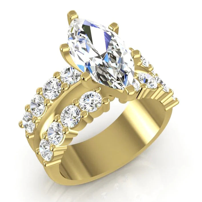 Marquise Diamond Wedding Ring Bridal Jewelry Yellow Gold