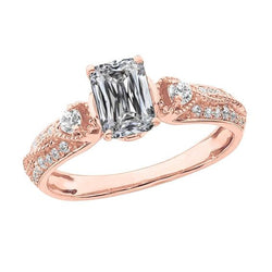 Miligrain Emerald Natural Earth Mined Diamond Engagement Ring 4.20 Carats Rose Gold 14K