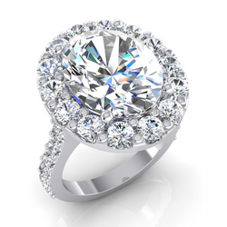 Women's Halo Ring Oval Cut Engagement Jewelry