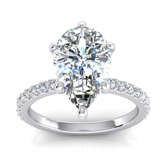 2 Carats Diamond Ring Women White Gold 14K Solitaire With Accent - Solitaire Ring with Accents-harrychadent.ca