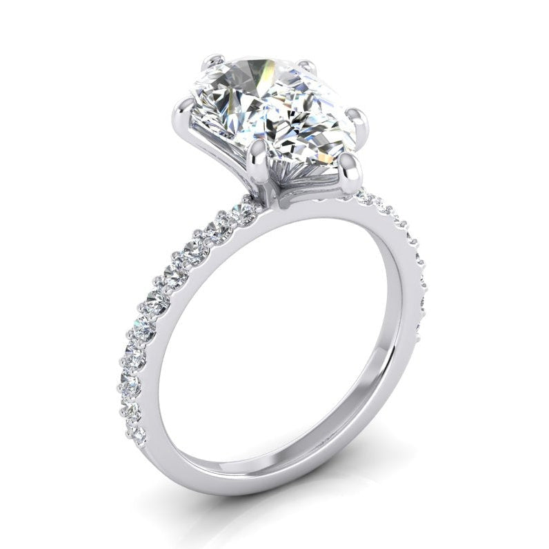 2 Carats Diamond Ring Women White Gold 14K Solitaire With Accent - Solitaire Ring with Accents-harrychadent.ca