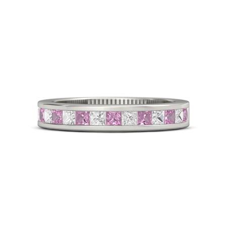 Princess Diamond Comfort Fit Pink Sapphire Band 2.40 Carats