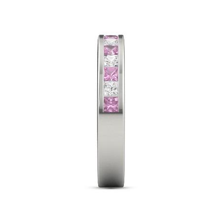 Princess Diamond Comfort Fit Pink Sapphire Band 2.40 Carats