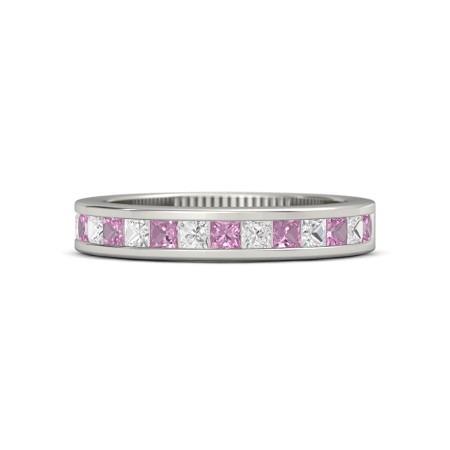 Princess Lab Grown Diamond Comfort Fit Pink Sapphire Band 2.40 Carats