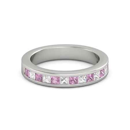 Princess Lab Grown Diamond Comfort Fit Pink Sapphire Band 2.40 Carats