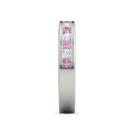 Princess Lab Grown Diamond Comfort Fit Pink Sapphire Band 2.40 Carats