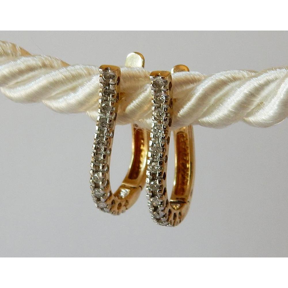 Real Diamond Hoop Earrings Round 0.5 Carats G/H VS1 Two Tone Finish