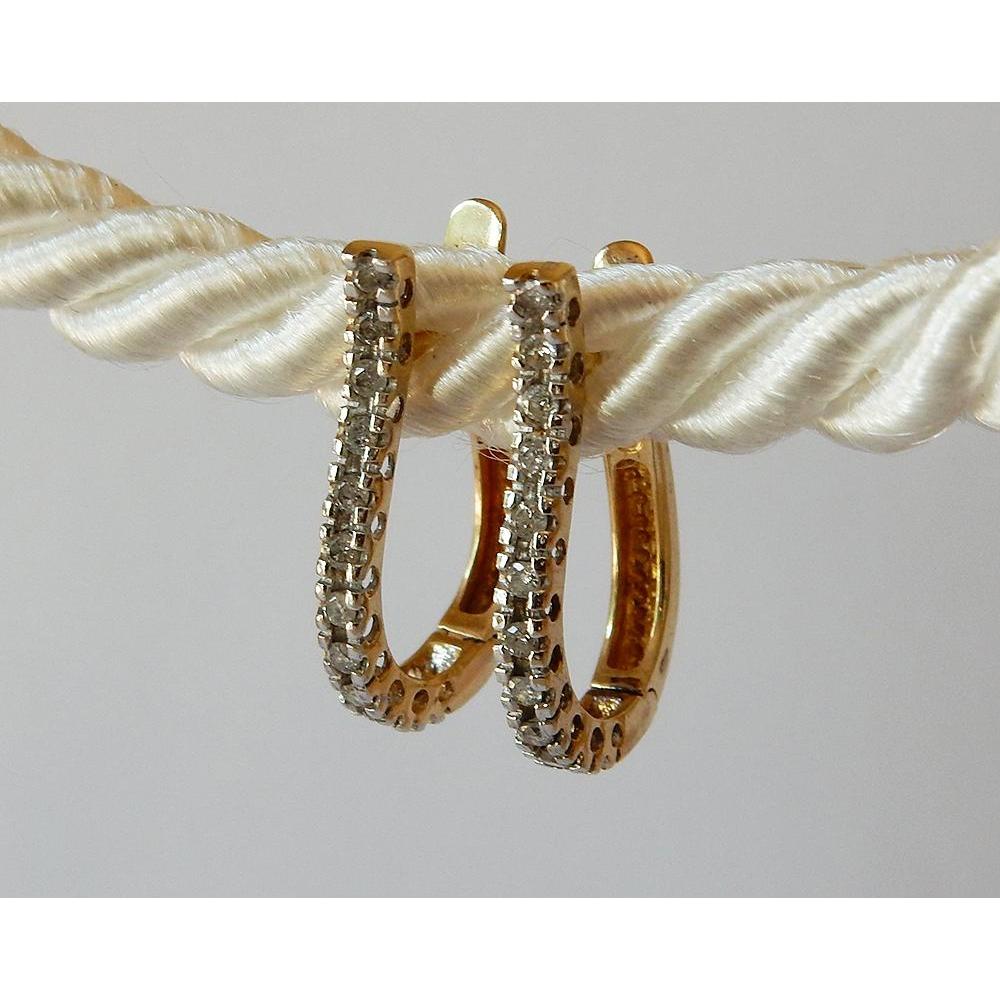 Real Diamond Hoop Earrings Round 0.5 Carats G/H VS1 Two Tone Finish