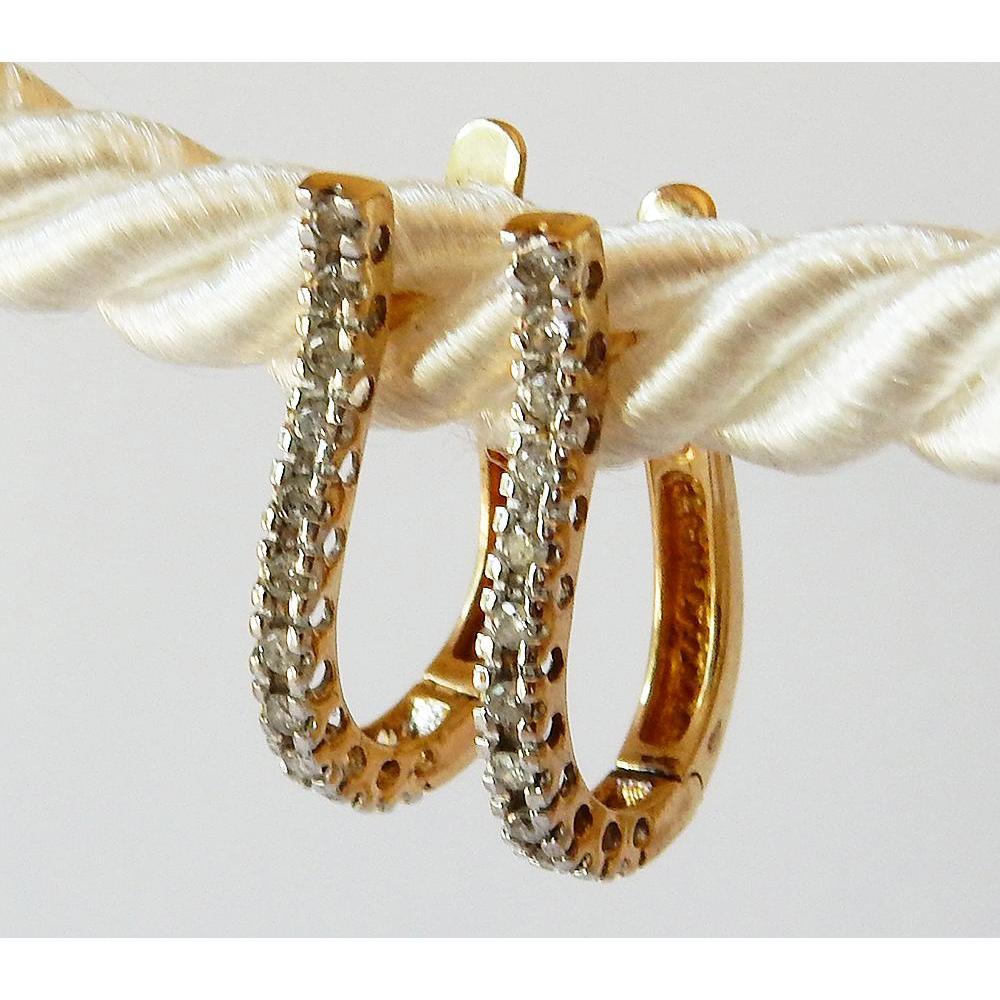 Real Diamond Hoop Earrings Round 0.5 Carats G/H VS1 Two Tone Finish