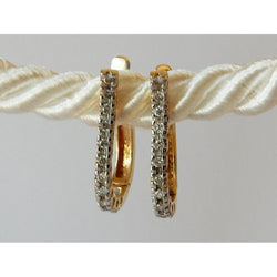 Real Natural Earth Mined Diamond Hoop Earrings Round 0.5 Carats G/H VS1 Two Tone Finish