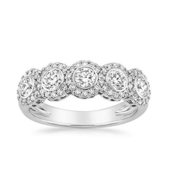 Round Cut 3.10 Carats Lab Grown Diamond Wedding Band 14K White Gold