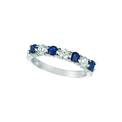 Sapphire & Lab Grown Diamond Eternity Band 1 Carat 14K White Gold