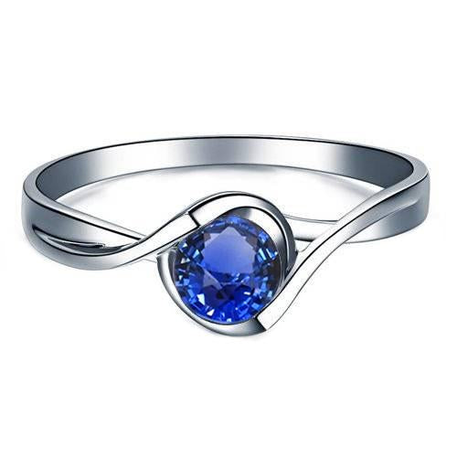 Solitaire 1 Carat Sapphire Ring Bypass Style Women Jewelry