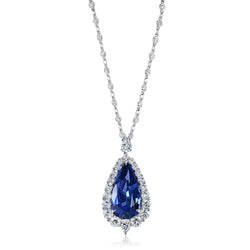 Women’s Halo Pear Gemstone & Round Diamond Pendant 3.50 Carats