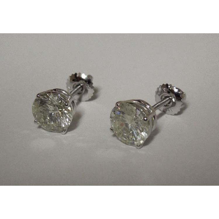 Diamonds Stud Earrings 4.02 Carats White Gold New - Stud Earrings-harrychadent.ca