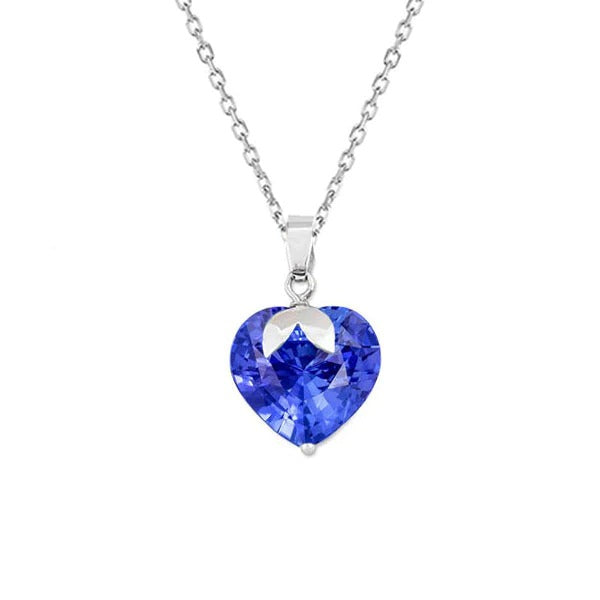 Solitaire Pendant Heart Sri Lankan Sapphire Leaf Style Necklace 2 Carats - Gemstone Pendant-harrychadent.ca