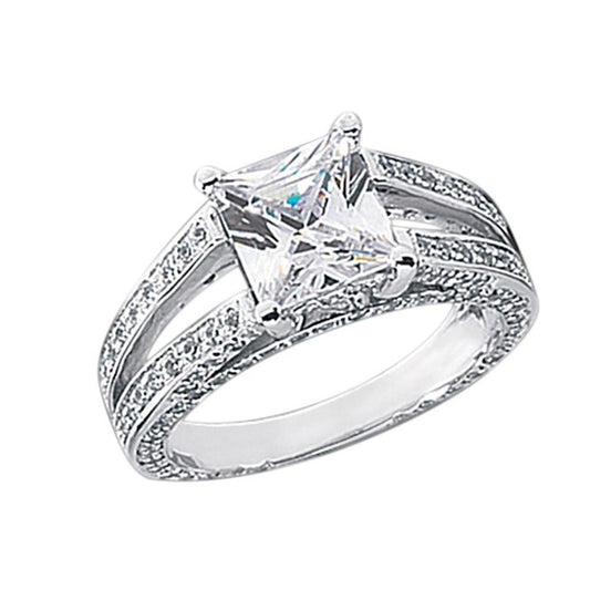 Diamond Anniversary Fancy Ring 3.51 Carat Princess Diamond Gold White - Anniversary Ring-harrychadent.ca