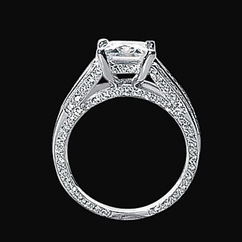 Diamond Anniversary Fancy Ring 3.51 Carat Princess Diamond Gold White - Anniversary Ring-harrychadent.ca