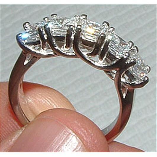 2.50 Carat Five Stone Princess Cut Diamond Ring Solid White Gold New - Band-harrychadent.ca