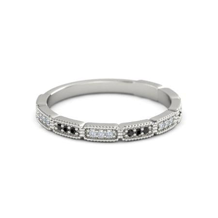 Anniversary Band 0.54 Carats Black Diamonds Vintage White Gold 14K - Band-harrychadent.ca