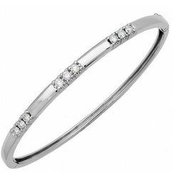 1.35 Ct Brilliant Cut Natural Earth Mined Diamond Bangle 14K White Gold