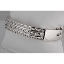 Channel Set Round Natural Earth Mined Diamond Bangle 10.25 Carats Gold Jewelry