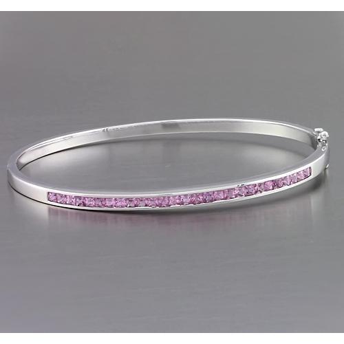 Pink Sapphire Bangle 5 Carats Women Jewelry White Gold - Bangle-harrychadent.ca