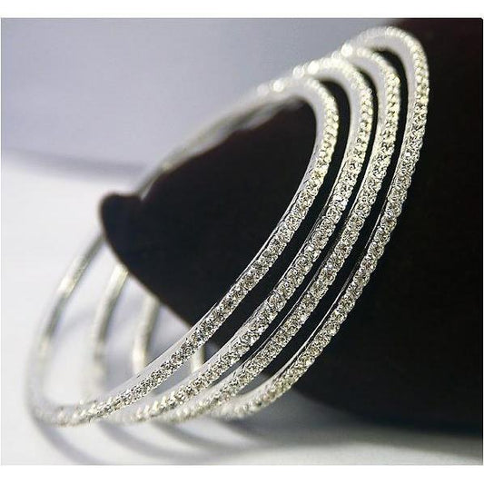 Round Diamond 2 Carats White Gold 14K Women Bangle Fine Jewelry - Bangle-harrychadent.ca