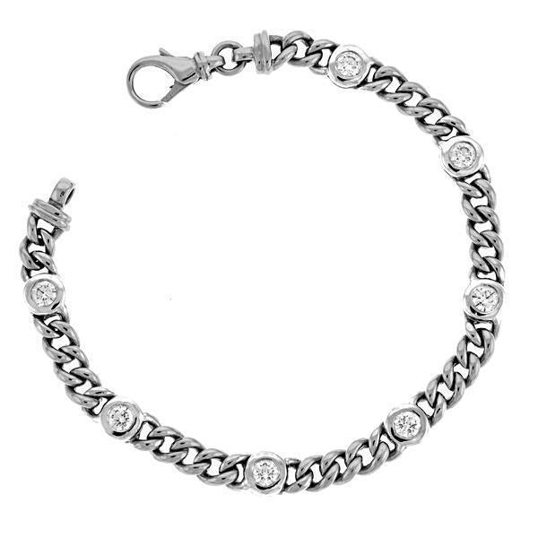 2.45 Carats Bezel Set Round Diamond Link Bracelet Women Gold Jewelry - Chain Bracelet-harrychadent.ca