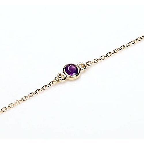 2 Carats Round Amethyst Stone Bracelet Bezel Set Yellow Gold 14K - Chain Bracelet-harrychadent.ca