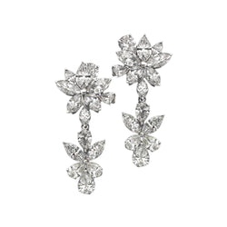 5 Carat Natural Earth Mined Diamonds Floral Style Earring Chandelier WG Hanging Earrings