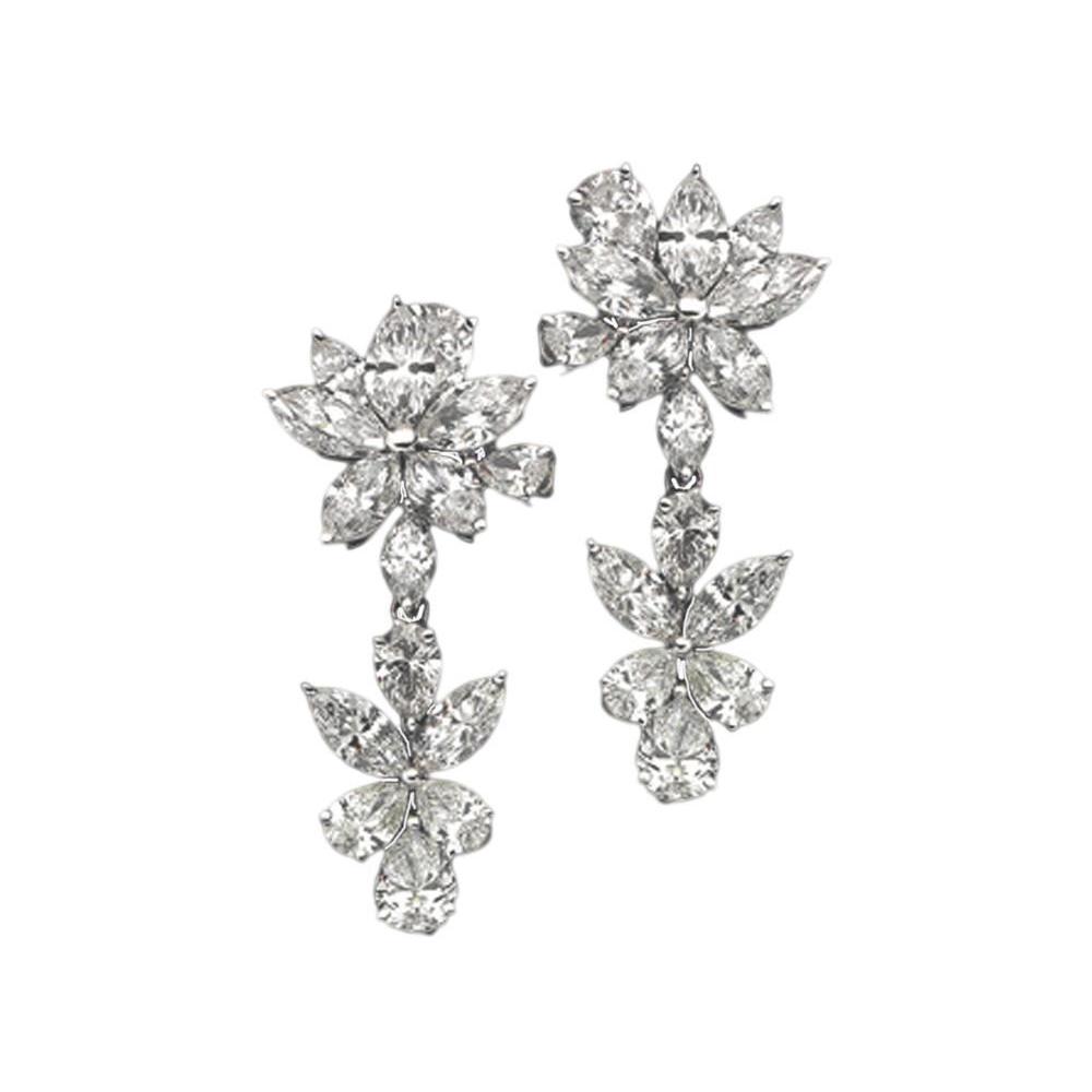 5 Carat Diamonds Floral Style Earring Chandelier WG Hanging Earrings - Chandelier Earring-harrychadent.ca