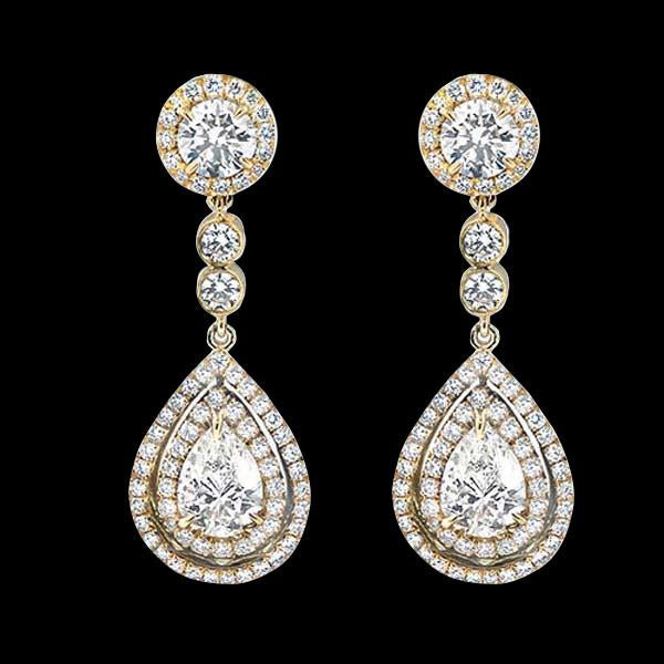 Chandelier Pear Cut Diamonds 6 Carat Yellow Gold Diamond Earring - Chandelier Earring-harrychadent.ca