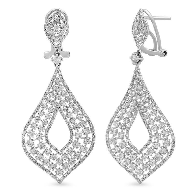 White Gold 14K Women Chandelier Earring Round Diamonds 5 Carats - Chandelier Earring-harrychadent.ca