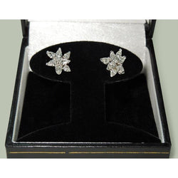 3 Carats Pear Shape Round Natural Earth Mined Diamond Cluster Earrings Gold