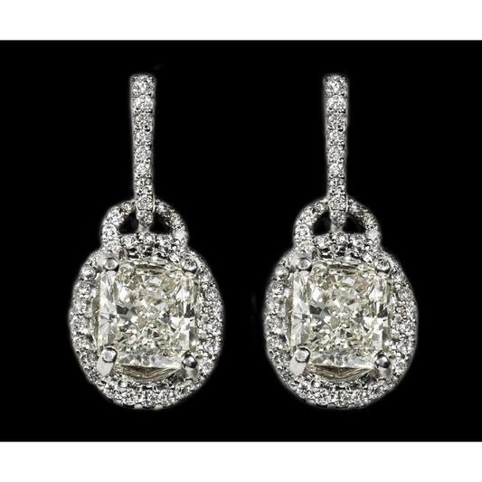 3.51 Ct. Radiant Cut Diamonds  Lever Backs White Gold Earring - Dangle Earrings-harrychadent.ca