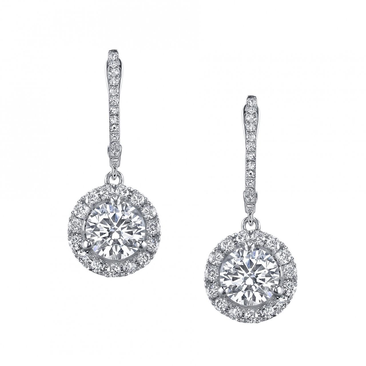 4.50 Carats Natural Diamonds Ladies Dangle Earrings White Gold 14K - Dangle Earrings-harrychadent.ca