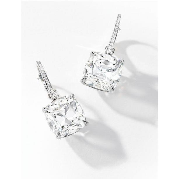 Cushion Cut Diamond Dangle Earrings 2.40 Carat White Gold 14K - Dangle Earrings-harrychadent.ca