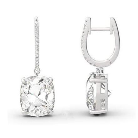 Cushion Cut Diamond Dangle Earrings 2.40 Carat White Gold 14K - Dangle Earrings-harrychadent.ca