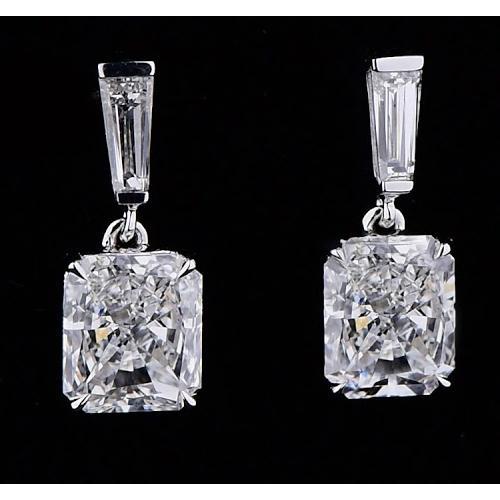 Diamond Drop Earrings 5 Carats Radiant Cut White Gold 14K - Dangle Earrings-harrychadent.ca
