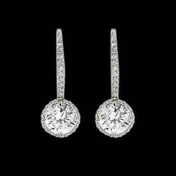 Diamonds Women Dangling Earring Pair 2.25 Carat White Gold - Dangle Earrings-harrychadent.ca