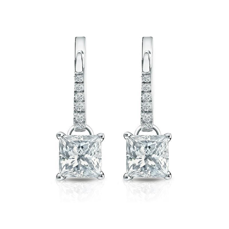 Sparkling 4.70 Carats Diamonds Women Dangle Earrings White Gold 14K - Dangle Earrings-harrychadent.ca